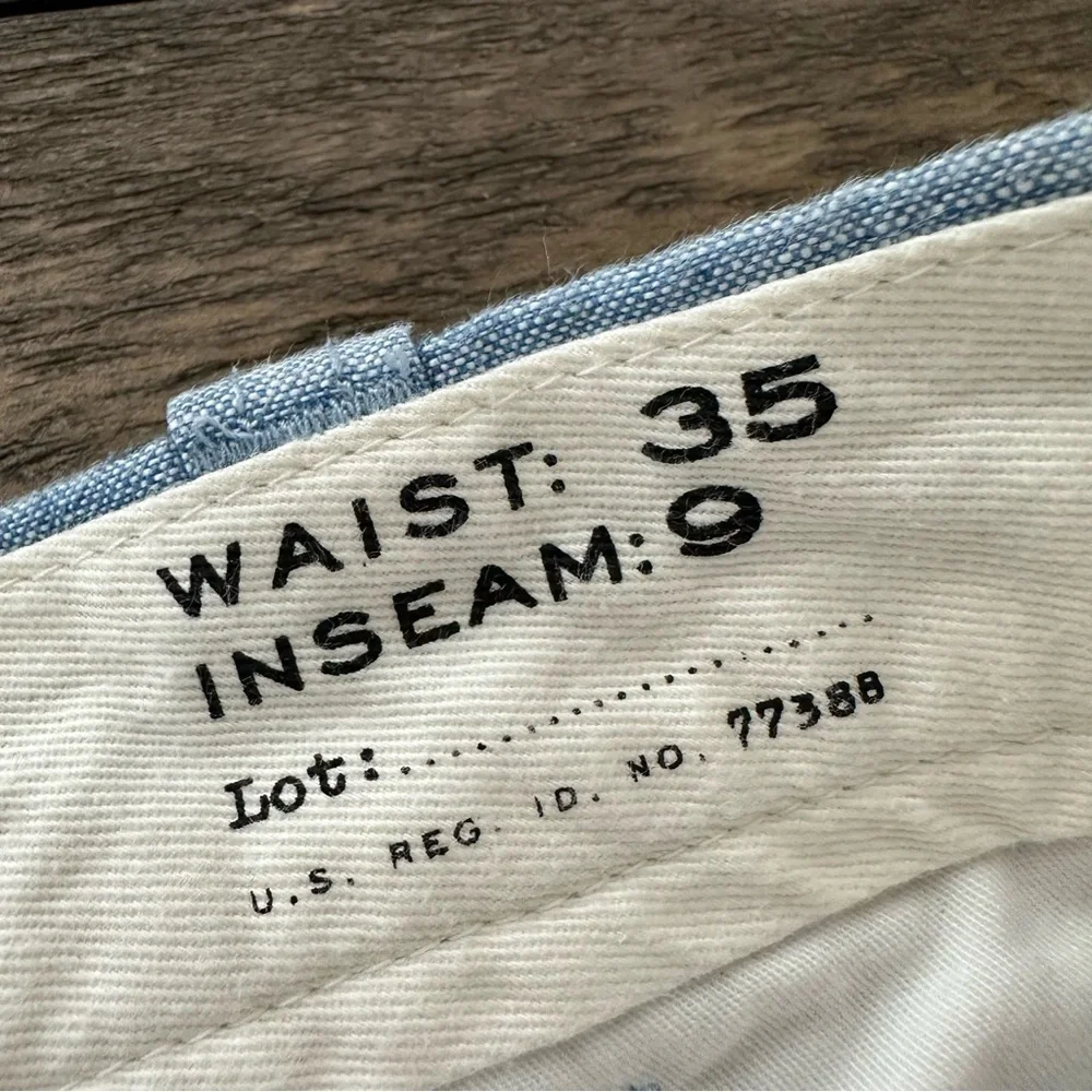 J Crew Mens 35 Stanton 100% Linen‎ Shorts Blue Striped Baird McNutt Irish 9”
